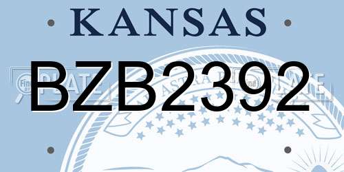 BZB2392 Kansas License Plate
