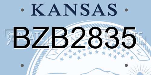 BZB2835 Kansas License Plate