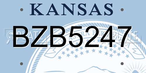 BZB5247 Kansas License Plate