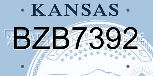 BZB7392 Kansas License Plate