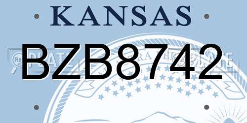 BZB8742 Kansas License Plate