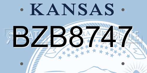 BZB8747 Kansas License Plate