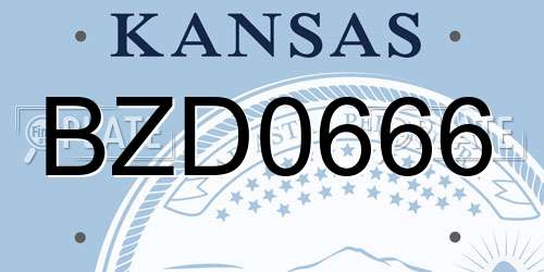 BZD0666 Kansas License Plate