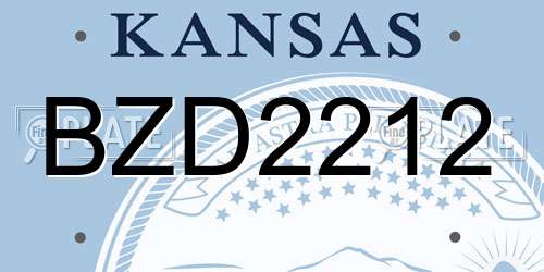 BZD2212 Kansas License Plate