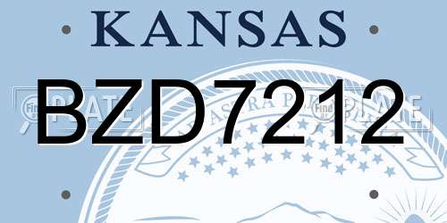 BZD7212 Kansas License Plate