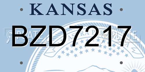 BZD7217 Kansas License Plate
