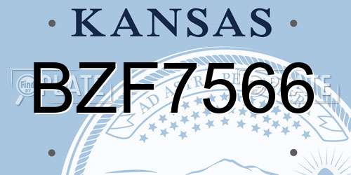 BZF7566 Kansas License Plate