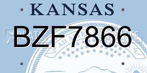 BZF7866 Kansas License Plate