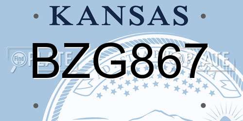 BZG867 Kansas License Plate