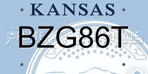 BZG86T Kansas License Plate