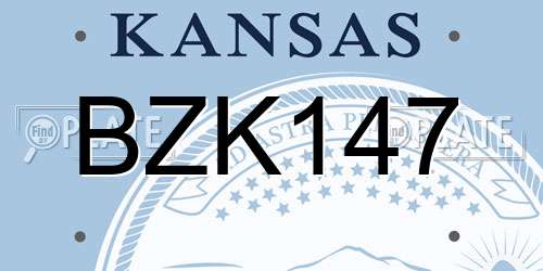 BZK147 Kansas License Plate