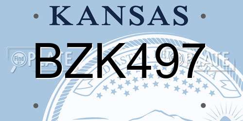 BZK497 Kansas License Plate