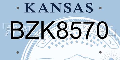 BZK8570 Kansas License Plate