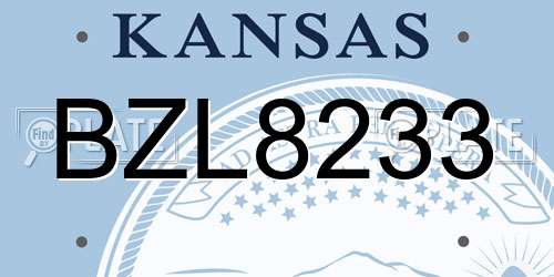 BZL8233 Kansas License Plate