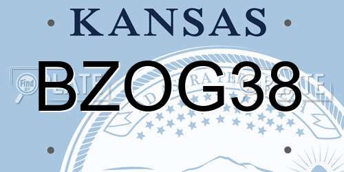 BZOG38 Kansas License Plate