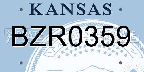 BZR0359 Kansas License Plate