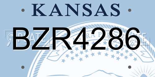 BZR4286 Kansas License Plate