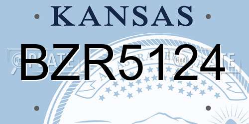 BZR5124 Kansas License Plate