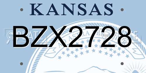 BZX2728 Kansas License Plate