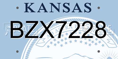 BZX7228 Kansas License Plate