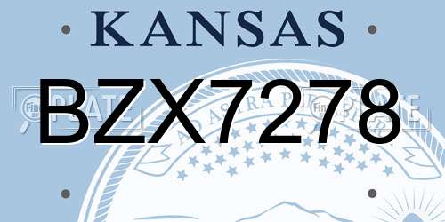 BZX7278 Kansas License Plate
