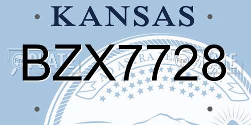 BZX7728 Kansas License Plate