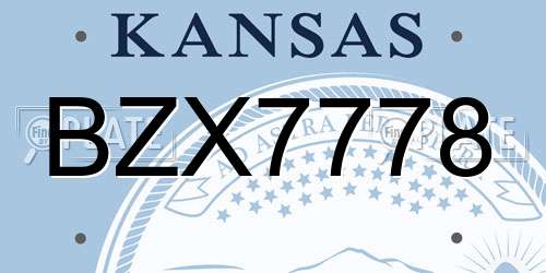 BZX7778 Kansas License Plate