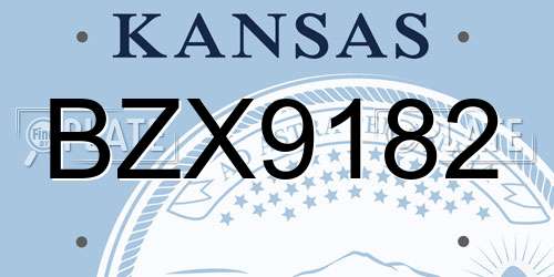 BZX9182 Kansas License Plate