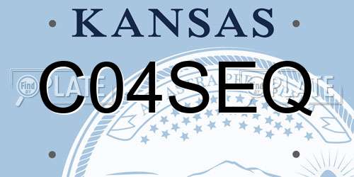 C04SEQ Kansas License Plate