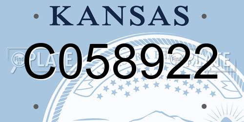 C058922 Kansas License Plate