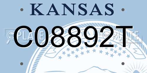 C08892T Kansas License Plate