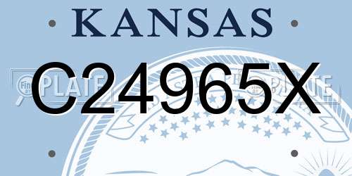 C24965X Kansas License Plate