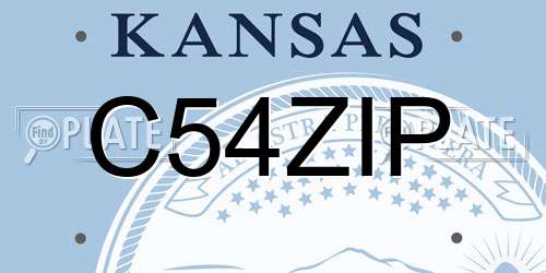 C54ZIP Kansas License Plate