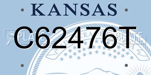 C62476T Kansas License Plate
