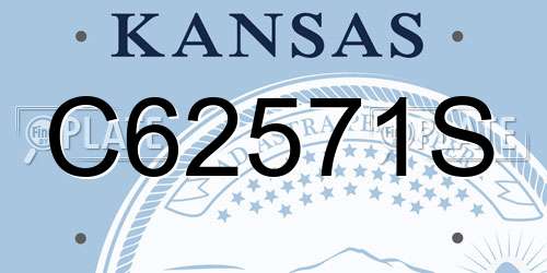 C62571S Kansas License Plate