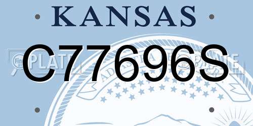 C77696S Kansas License Plate