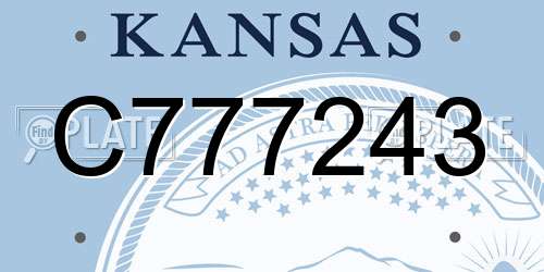 C777243 Kansas License Plate