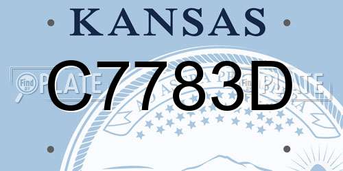 C7783D Kansas License Plate