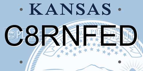 C8RNFED Kansas License Plate