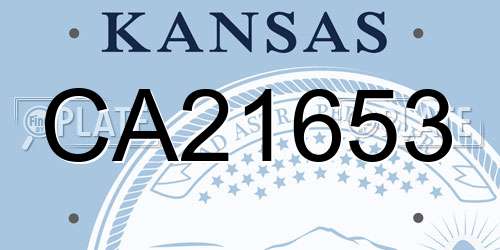 CA21653 Kansas License Plate
