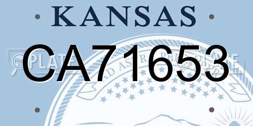 CA71653 Kansas License Plate