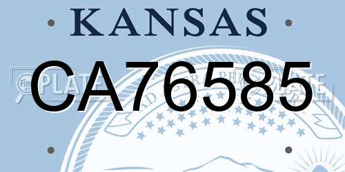 CA76585 Kansas License Plate