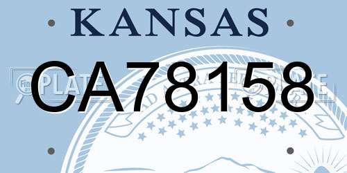 CA78158 Kansas License Plate