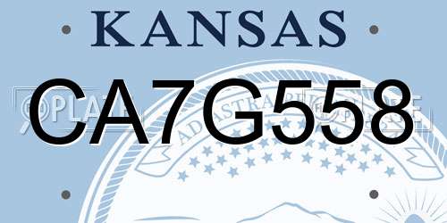 CA7G558 Kansas License Plate