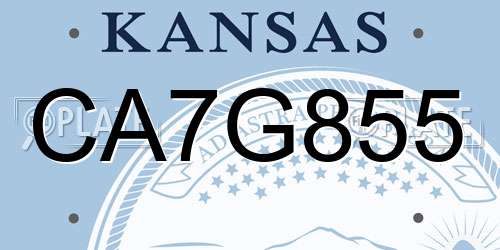 CA7G855 Kansas License Plate