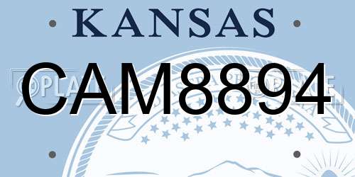 CAM8894 Kansas License Plate