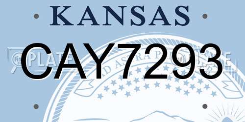 CAY7293 Kansas License Plate