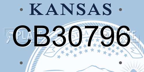 CB30796 Kansas License Plate