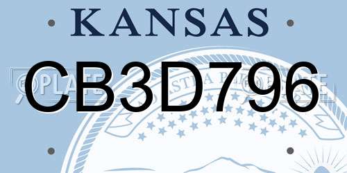 CB3D796 Kansas License Plate