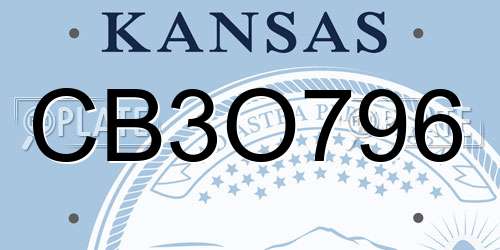 CB3O796 Kansas License Plate